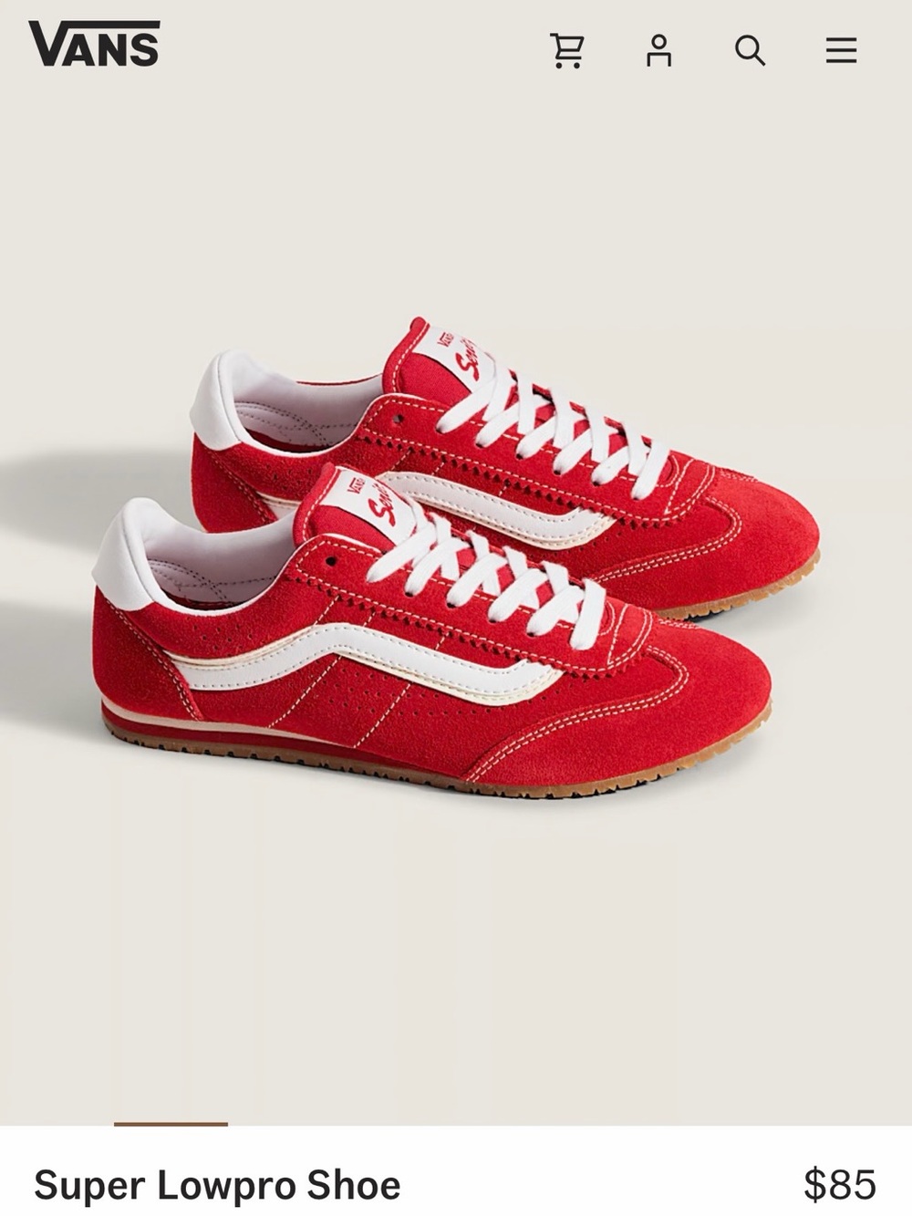 Vans Super Lowpro Sneakers in Red and White